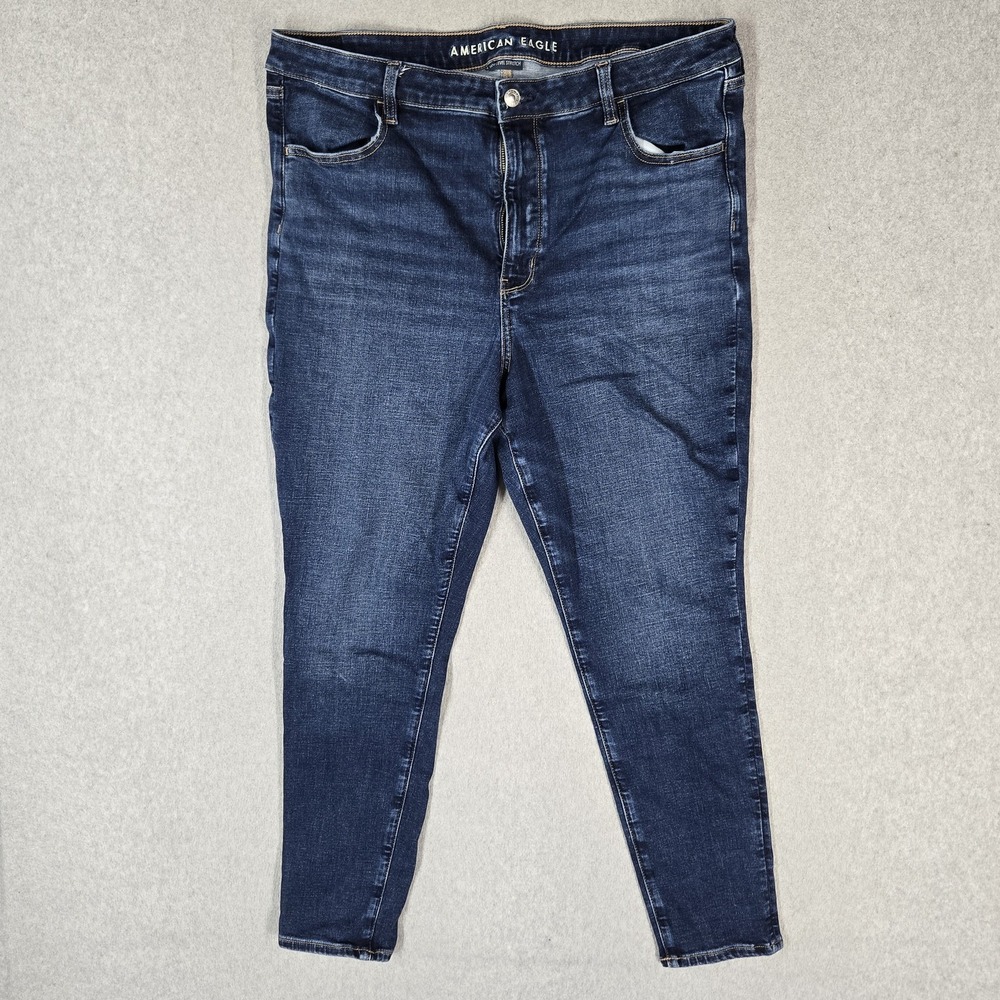 American Eagle Outfitters Women Jeans 18 Blue Denim Jegging Super High Rise